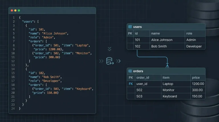 How to Convert JSON Data to SQL Tables and Rows
